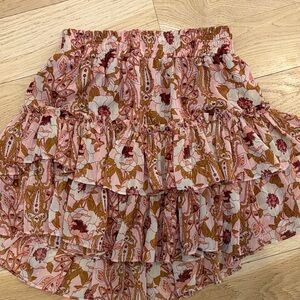 Misa Los Angeles Pink and Brown Floral Mini Skirt